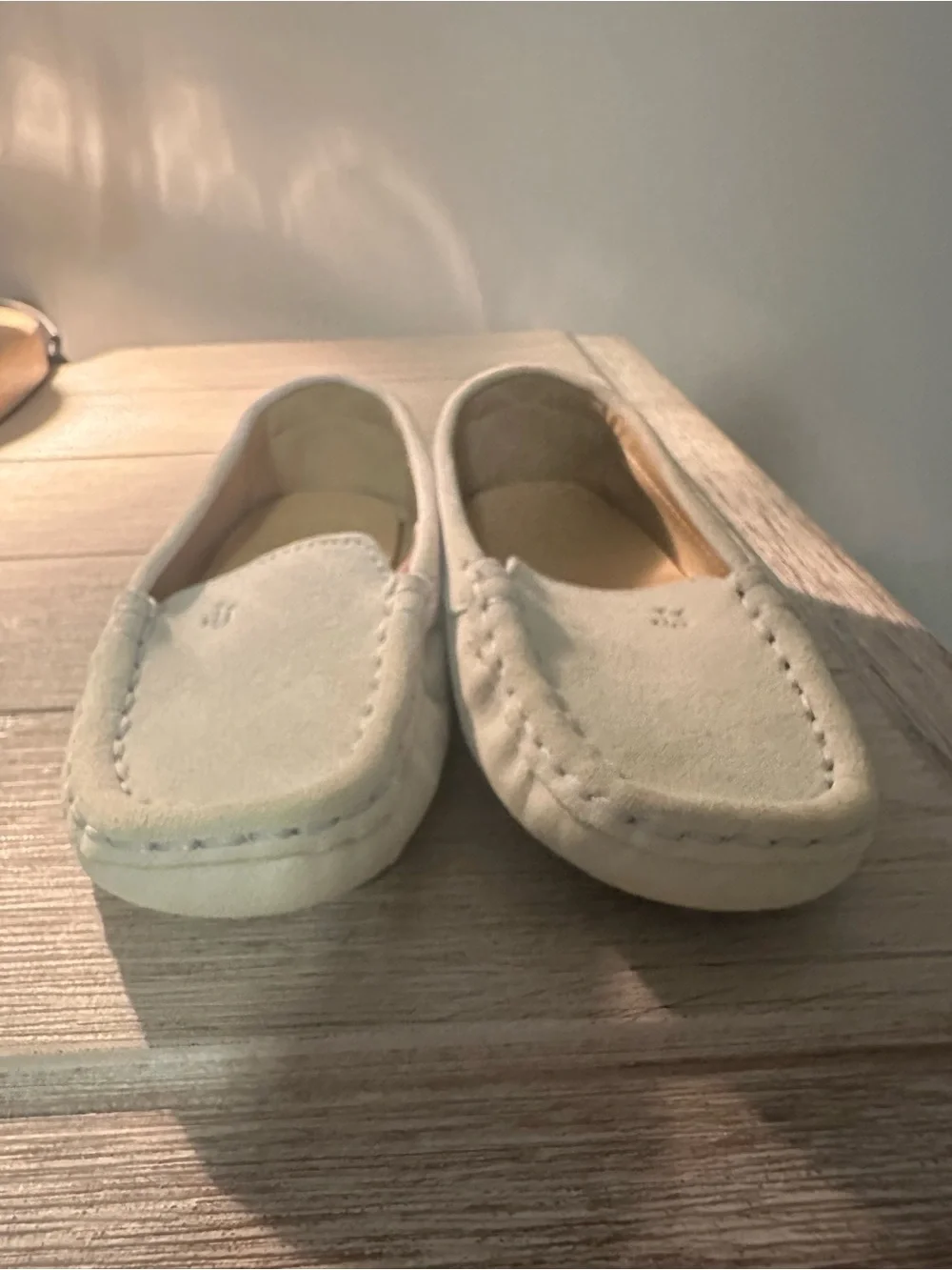 Janie and Jack Cream Suede Moccasins for Kids